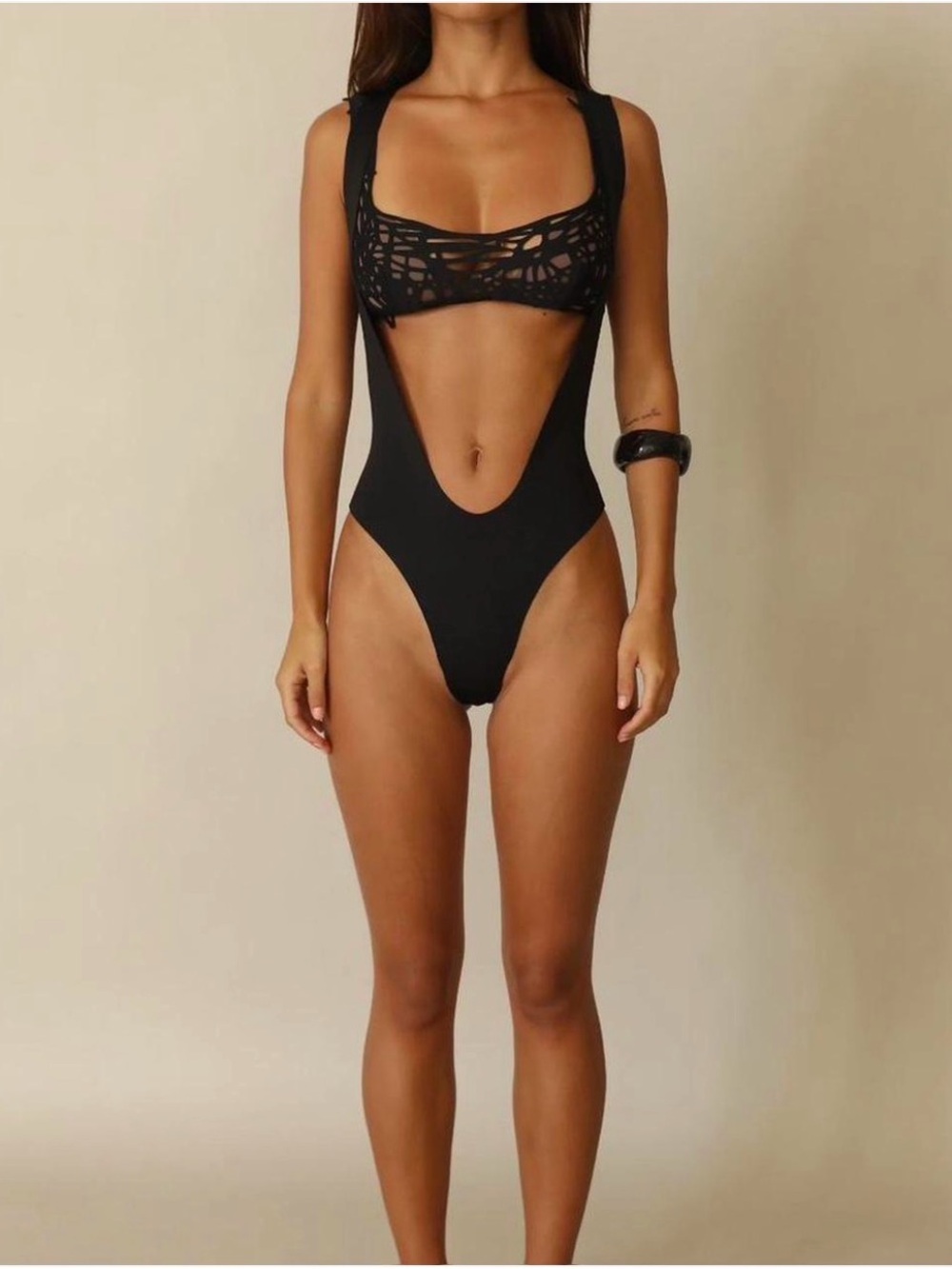 Black Cutout One-Piece Swimsuit - Women Swim